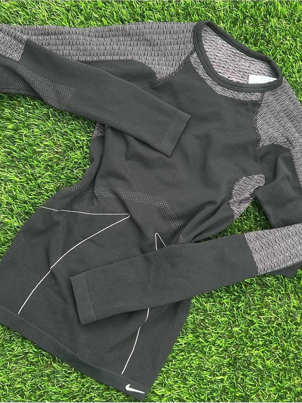 Nike Black Long Sleeve Athletic Top with Heather Gray Accents